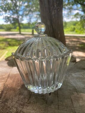 Vintage Clear Glass Lidded Candy Dish